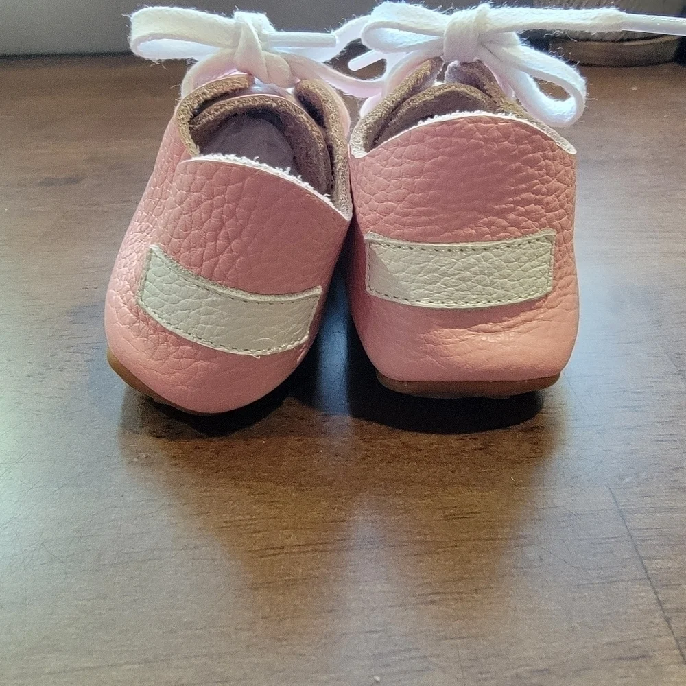 Ella Bonna Pink Baby Shoes Leather Rubber Soles Moccasins Loafers Girl Size 5.5